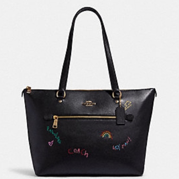 LIMITED EDITION 🔥Authentic COACH LEATHER with dairy embroidery zip top Tote - Picture 5 of 14